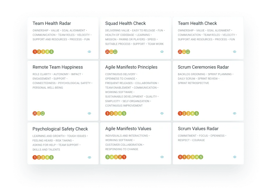 Health check model templates in the TeamRetro library