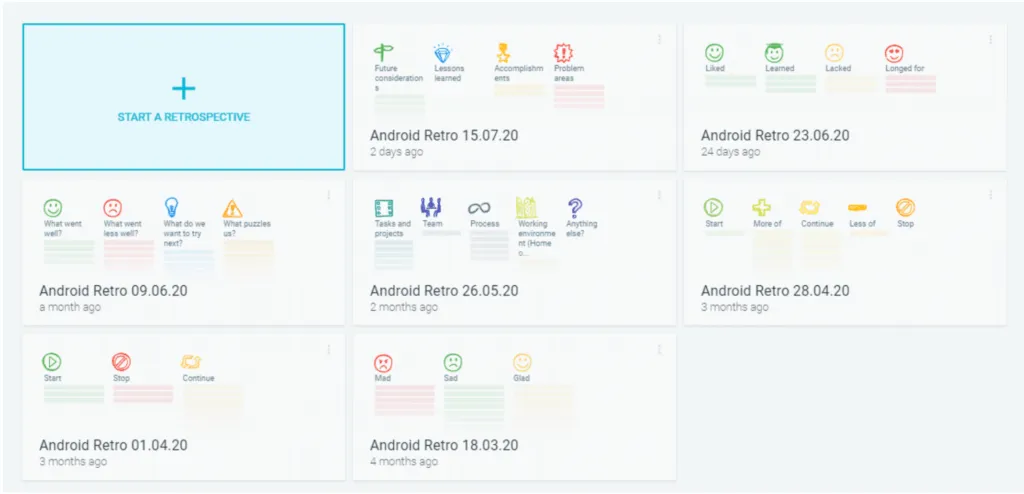 Remote retrospective templates