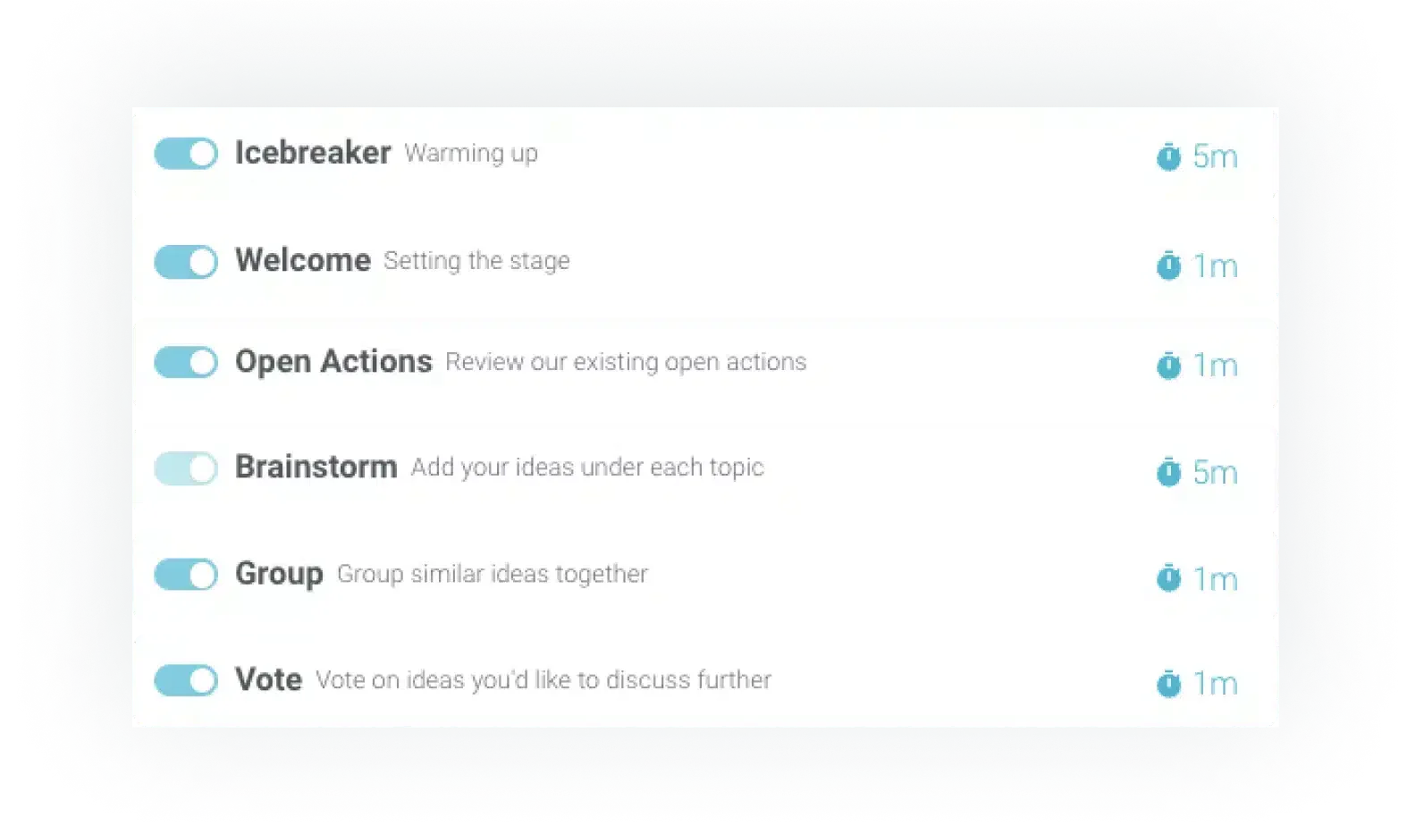 Guided facilitation process in TeamRetro