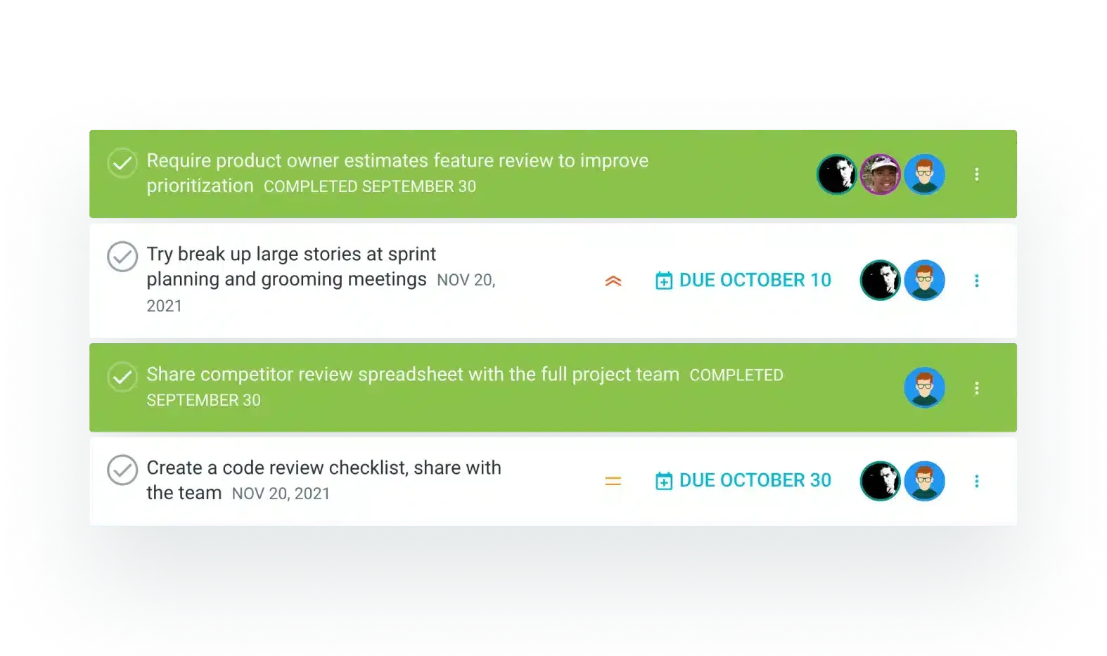Tracking actions and agreements progress in TeamRetro