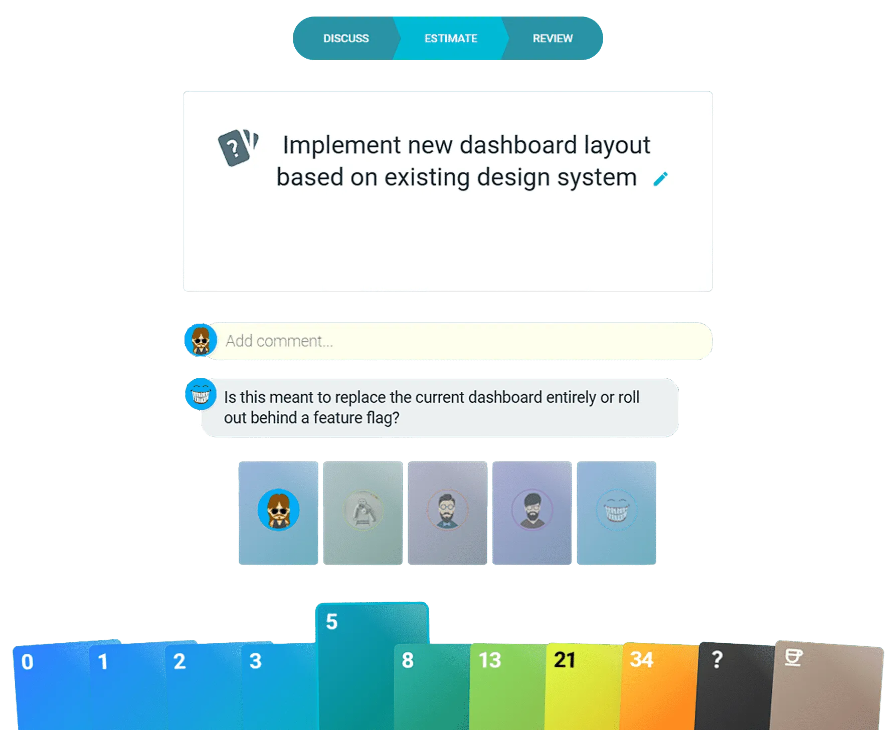 Agile estimation feature in TeamRetro for planning sprints