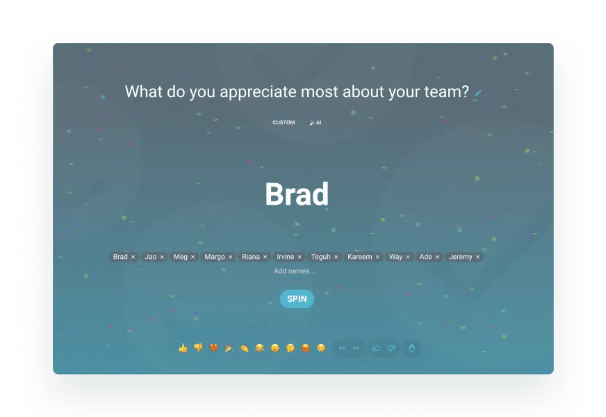 Built-in icebreaker question at the start of a TeamRetro health check