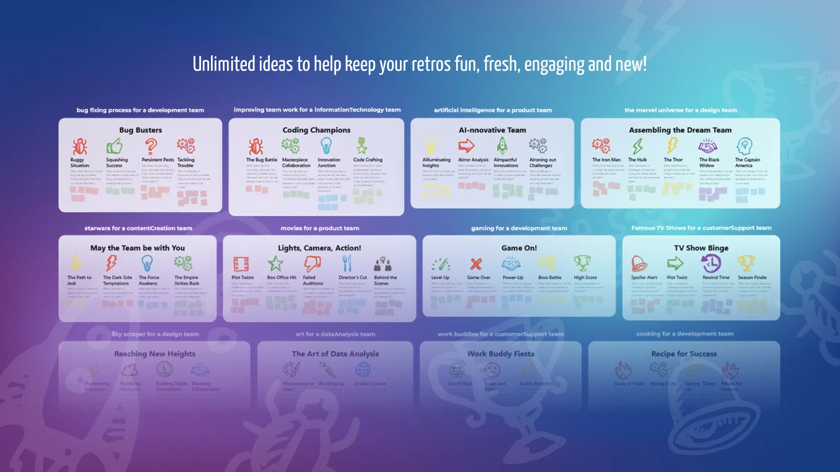 AI-sjabloon voor Scrum-tool voor terugkoppeling tijdens een retrospectieve sessie binnen agile teams