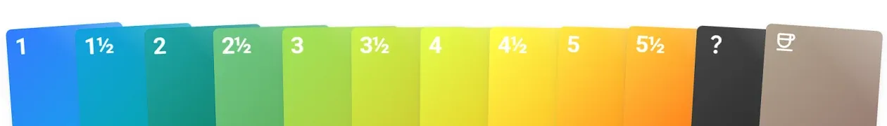 Half-value planning poker cards for agile sprint estimation