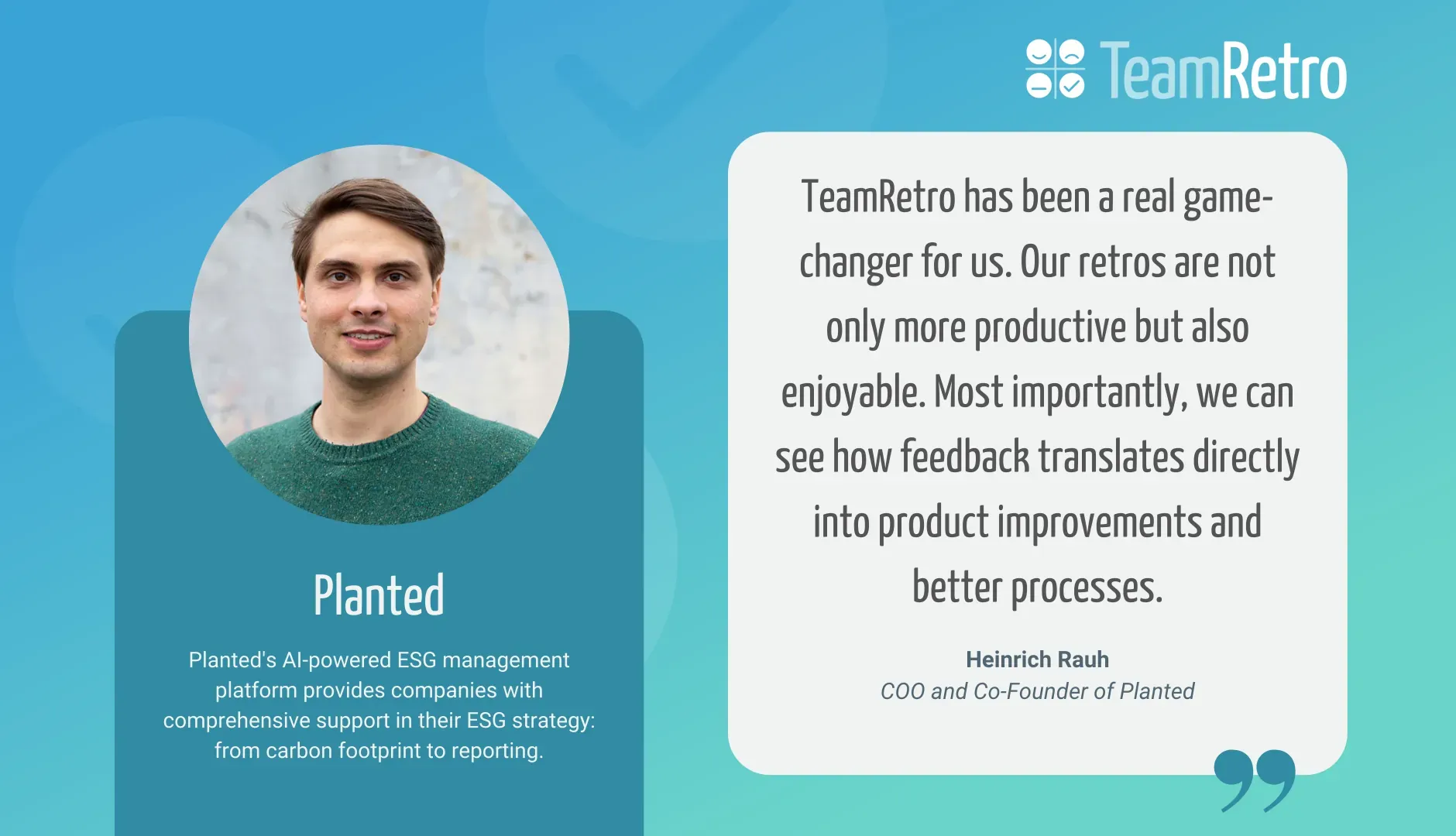 Planted team using TeamRetro to link collaboration and sustainability goals through agile retrospectives