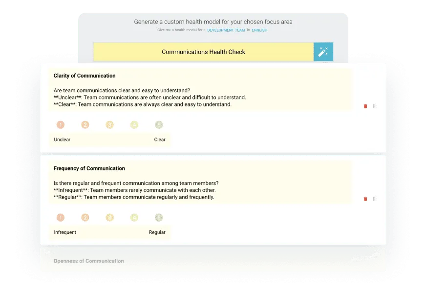 AI-generated health check suggestions in TeamRetro