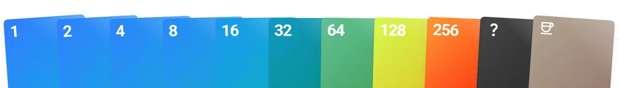 Power of two planning poker cards for agile story estimation in TeamRetro