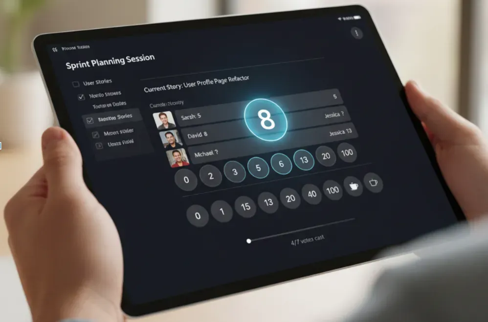 Interface van een realtime agile schattingsinstrument voor teamplanning