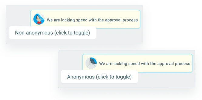 TeamRetro retrospective screen showing optional anonymity toggle