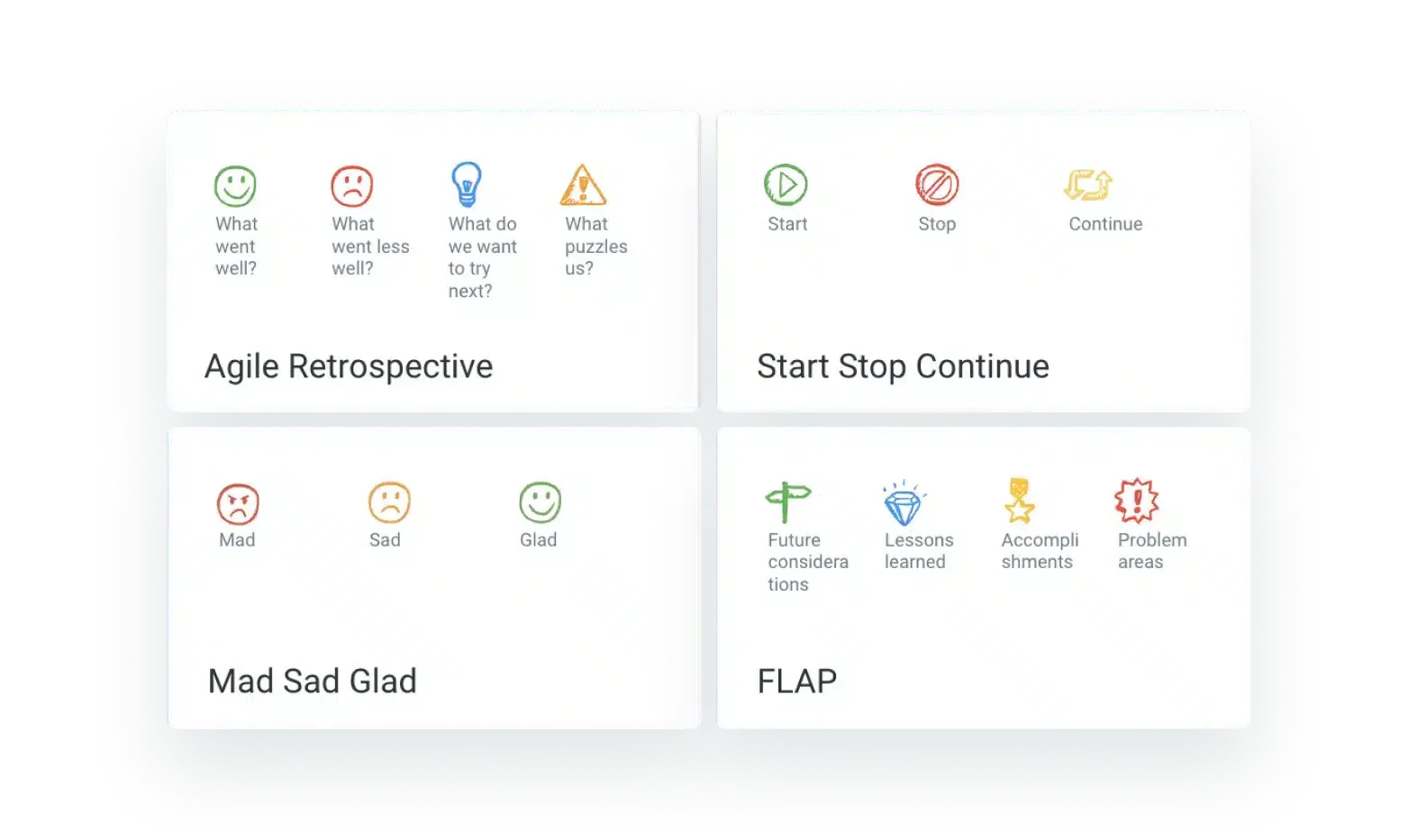 Organization-wide retrospective templates standardized across teams in TeamRetro