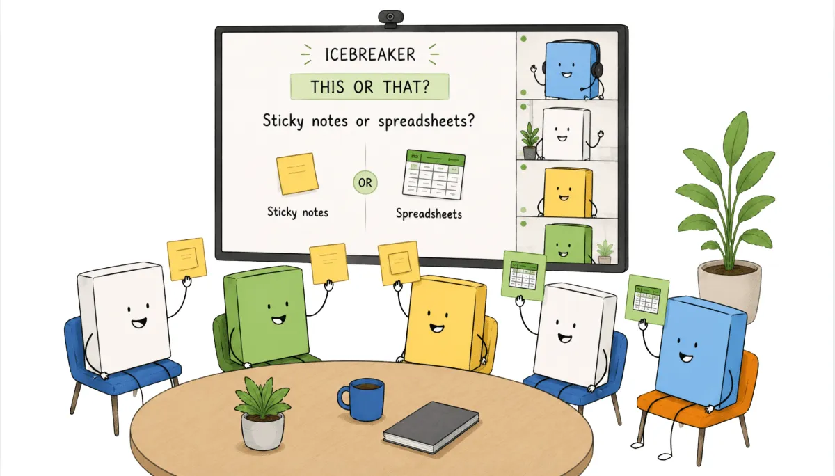 Une activité brise-glace de type « ceci ou cela » proposant à l'équipe deux options ludiques parmi lesquelles choisir
