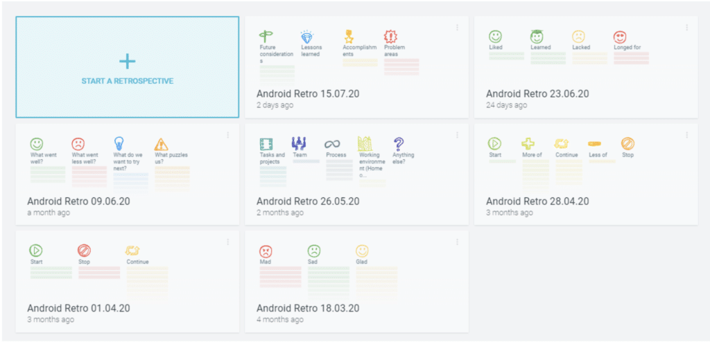 Remote retrospective templates