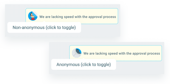 TeamRetro retrospective screen showing optional anonymity toggle