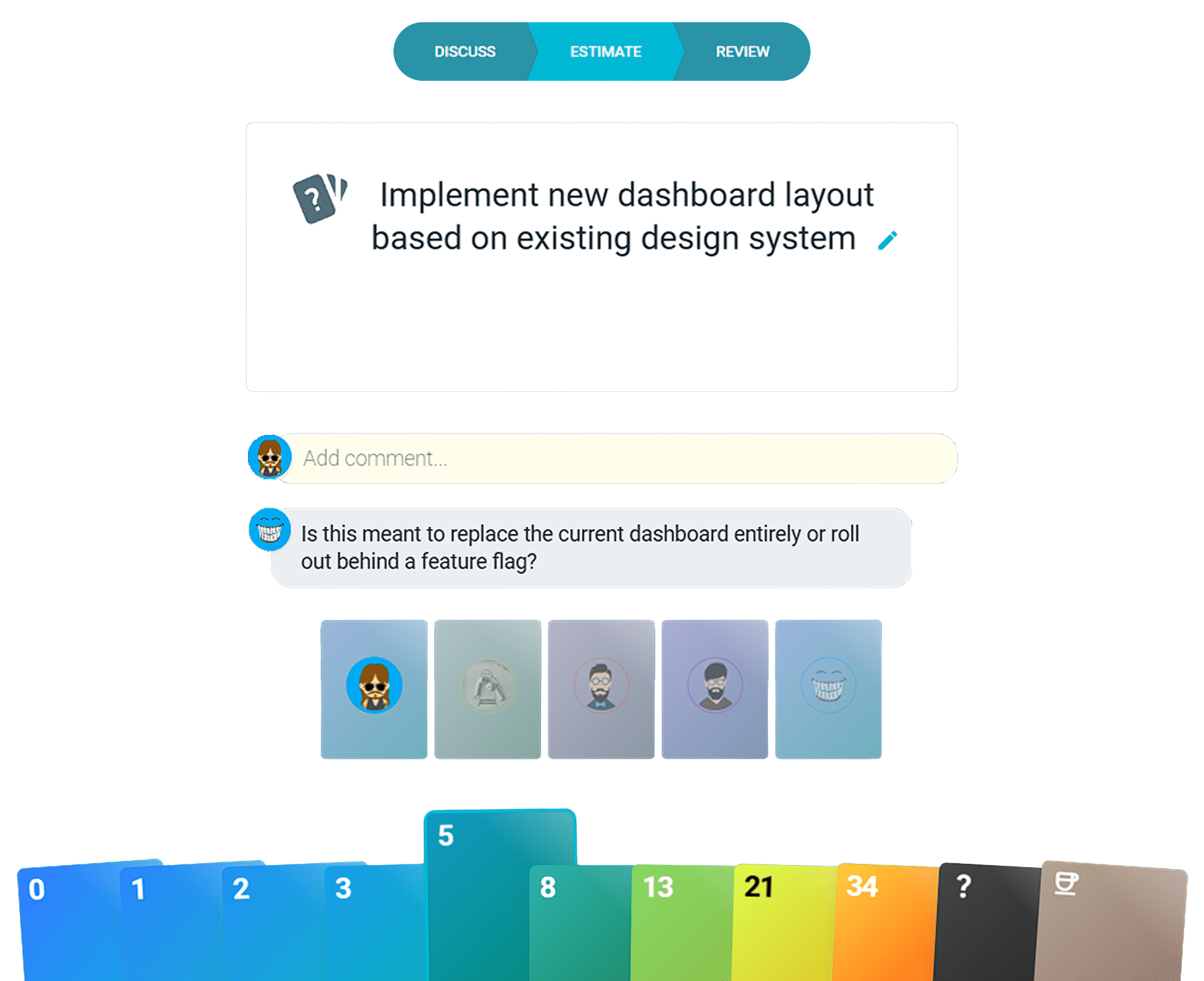 Agile Schätzung leicht gemacht mit TeamRetro online Agile Schätzungsfunktion in TeamRetro für Sprint-Planung